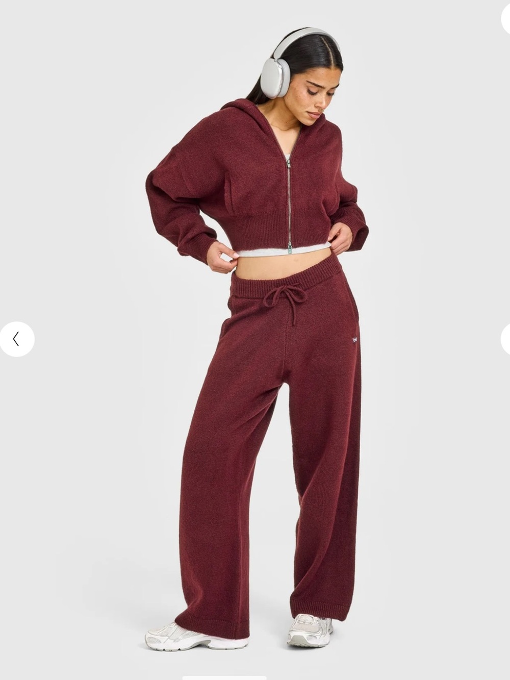 Oner Active Maroon Wide-Leg Knit Sweatpants - Picture 4 of 10